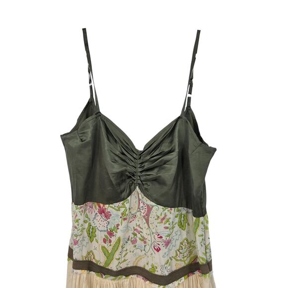 VTG FUNKY PEOPLE SMALL COTTON BOHO PATCHWORK RAW HEM SATIN TIERED MAXI DRESS - Picture 4 of 6